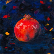 Load image into Gallery viewer, Rimon pomegranate painting . jewish. judaica. judaica art. jerusalem painting. jewish art. judaica art. israel