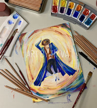 Load image into Gallery viewer, Tantz Original watercolor painting. dancing hasid. dancing hasidim. dancing jew. r painting. jewish. judaica. judaica art. jerusalem painting. jewish art. judaica art. israel