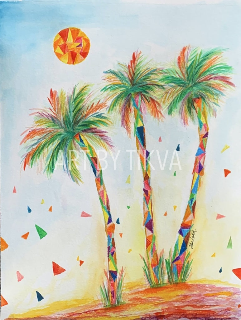 palm plant painting "Mosaic Palms" Original