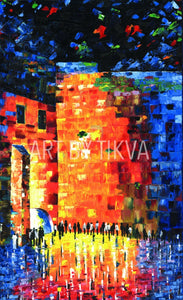 My Kotel colorful  kotel painting. oil painting. jewish. judaica. judaica art. jerusalem painting. jewish art. judaica art. 