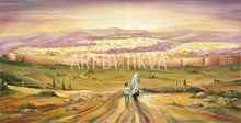 Load image into Gallery viewer, Original Eternity. oil painting. jewish. judaica. judaica art. jerusalem painting. father and son. jewish art. judaica art. 
