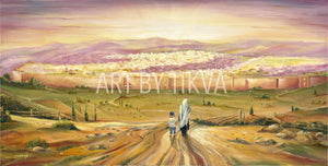 Original Eternity. oil painting. jewish. judaica. judaica art. jerusalem painting. father and son. jewish art. judaica art. 
