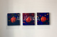 Load image into Gallery viewer, Rimonin Trio Original oil paintings. Rimon pomegranate painting . jewish. judaica. judaica art. jerusalem painting. jewish art. judaica art. israel